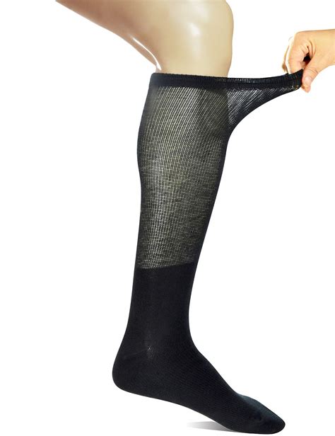 Yomandamor Pairs Mens Over The Calf Compression Diabetic Dress Socks With Seamless Toe Size