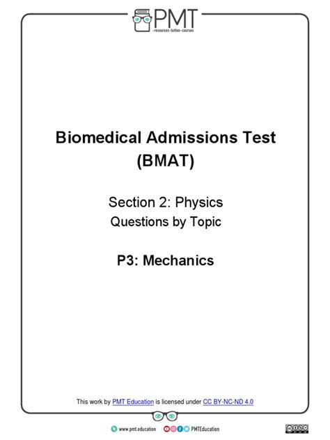 Biomedical Admissions Test Bmat Section 2 Physics Pdf Velocity