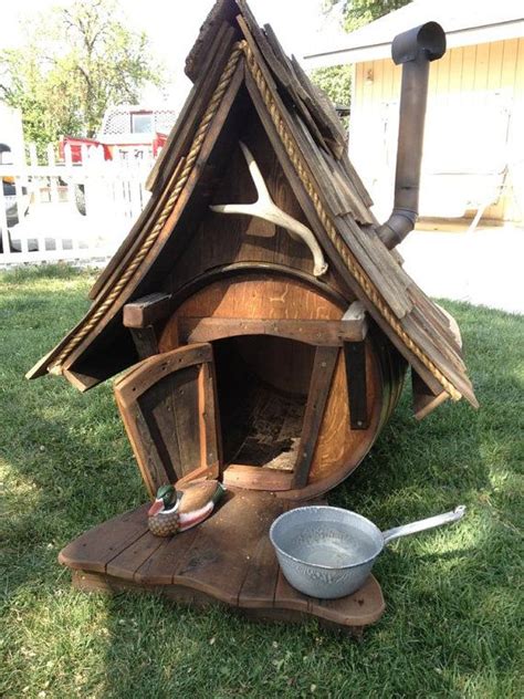 When your pet needs comfort from something that is unique and one of a kind, the wine barrel pet bed has the solution. Handcrafted Hunting Lodge Wine Barrel Dog House by ...