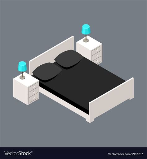 Bed Vector Vector Free Isometric Art Simple Bed Bedside Tables