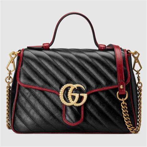 Gucci Gg Marmont Mini Top Handle Bag In Black Leather The Art Of Mike