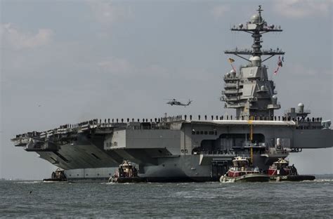 High Powered Aircraft Carrier Of The Us Navy Gerald R Ford Arrived
