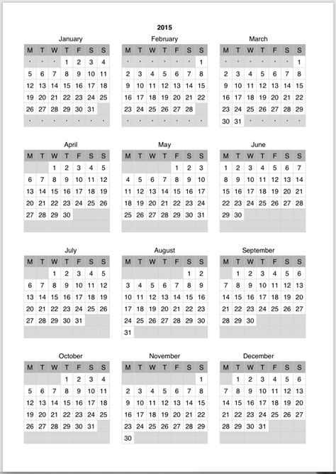 Small Printable Calendar