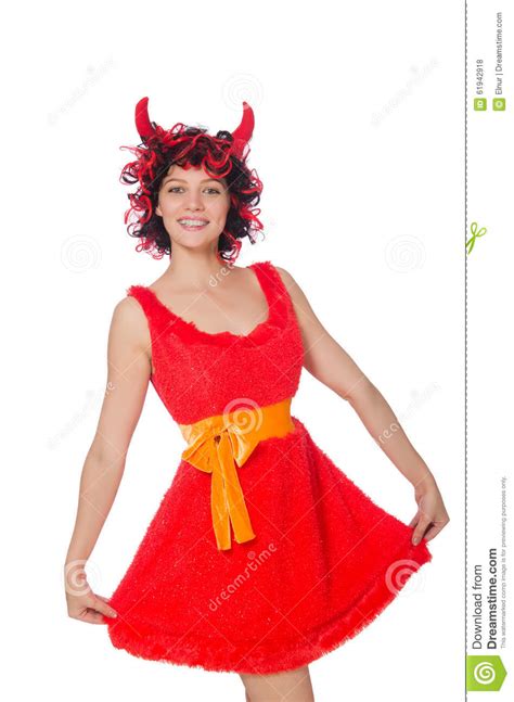 The Woman Devil In Funny Halloween Concept Stock Photo Image Of Devil