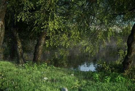 Artstation Forest At The River Bank
