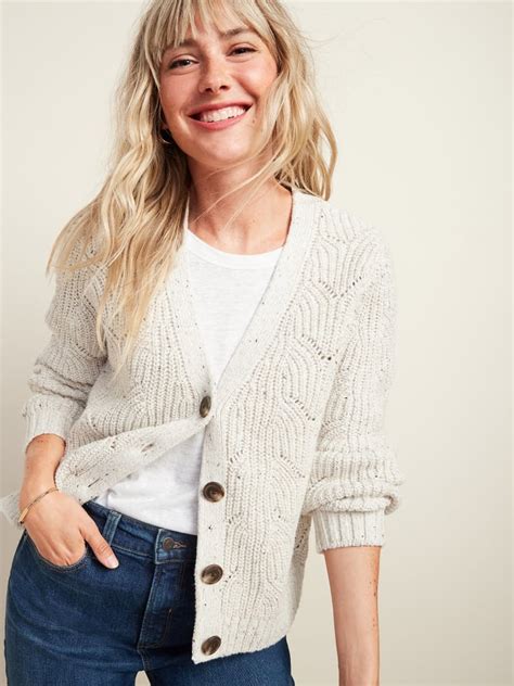 Old Navy Pointelle Knit Button Front Cardigan Sweater Best Sweaters