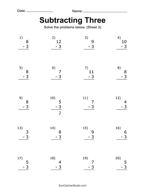 Subtraction Worksheets Free Printable Math Drills Diy Projects