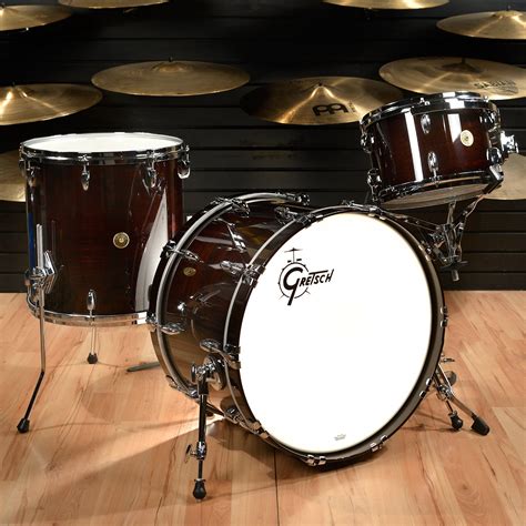 Gretsch Usa Custom 121622 3pc Drum Kit Dark Walnut Gloss Drum Kits