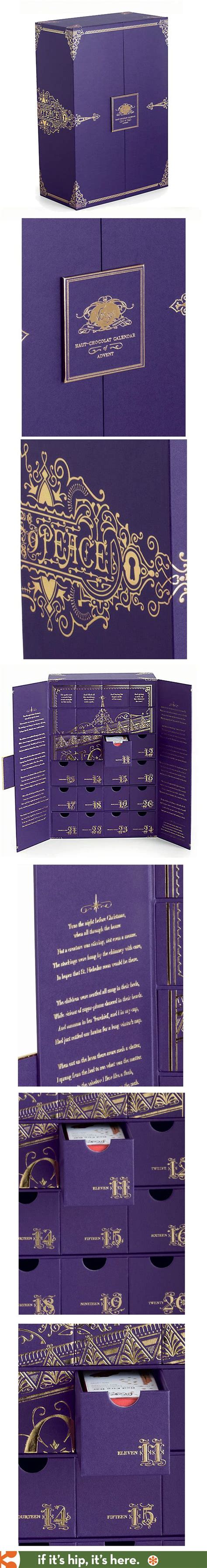 Fill out my online form. Vosges Haut Chocolat Advent Calendar with gold foil printing. | Chocolate packaging design ...