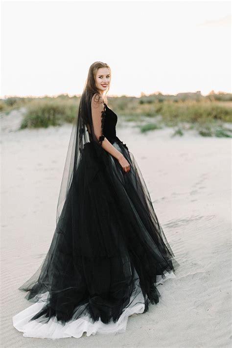 Black Wedding Dress Tulle Wedding Dressblack Bridal Gown Etsy Black