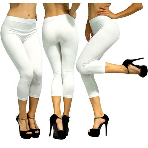 Alltopbargains Women Capri Leggings Seamless One Size Stretch Spandex Yoga Pants Opaque
