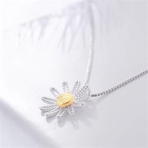 New Design 925 Sterling Silver Big Daisy Flower Necklaces Pendant