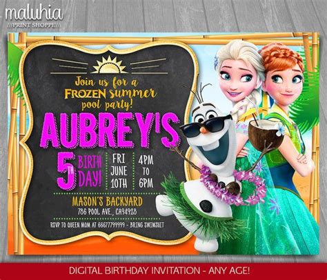 Frozen Summer Invitation Frozen Fever Invitation Disney Frozen Olaf
