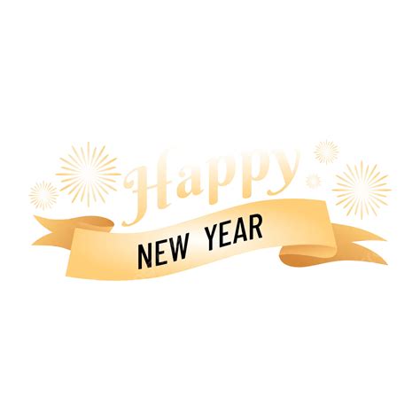 The Simple Gold Happy New Year Text With Fireworks Vector Gold Happy