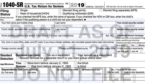 2019 Tax Form 1040 Sr 2021 Tax Forms 1040 Printable