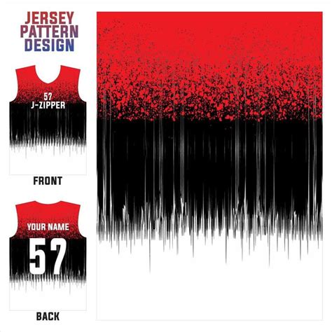 Jersey Pattern Design With Red And Black Paint Splattered On The Front Back And Sides