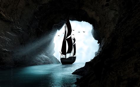 Boat Sailing Through A Cave Hd Wallpaper 15 Retina Macbook Pro Hd