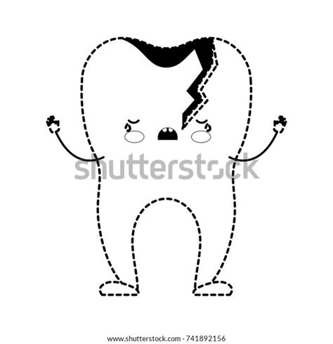 broken tooth cartoon black dotted silhouette stock vector royalty free 741892156 shutterstock