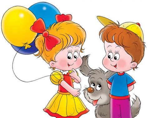 We did not find results for: Perrito jugando con un niño y niña con globos — Foto de ...