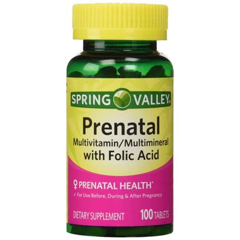 Spring Valley Prenatal Multivitamin Multimineral 100 Tablets W Folic Acid Everymarket