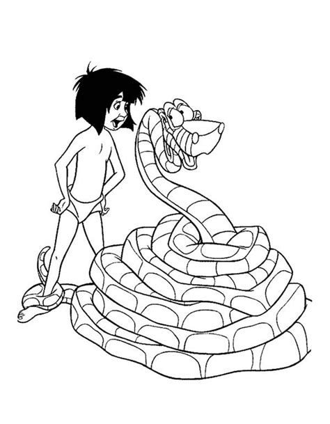 Mowgli Talking With Kaa In The Jungle Book Coloring Page : Kids Play