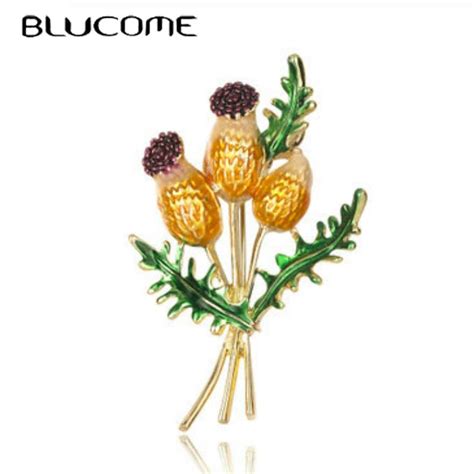 Blucome Bouquet Enamel Brooch Flower Pins Alloy For Women Men Wedding