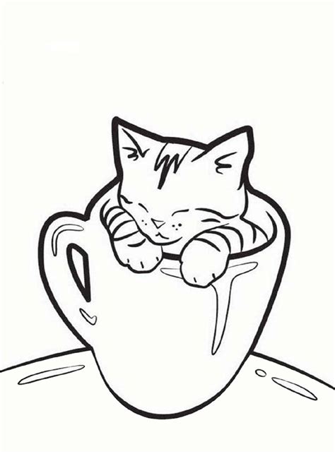 Free And Easy To Print Kitten Coloring Pages Simple Cat Drawing Cat