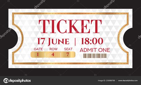 Admission Ticket Template Vector Mockup Movie Ticket Tear Gold Border — Stock Vector © Shiny777 ...