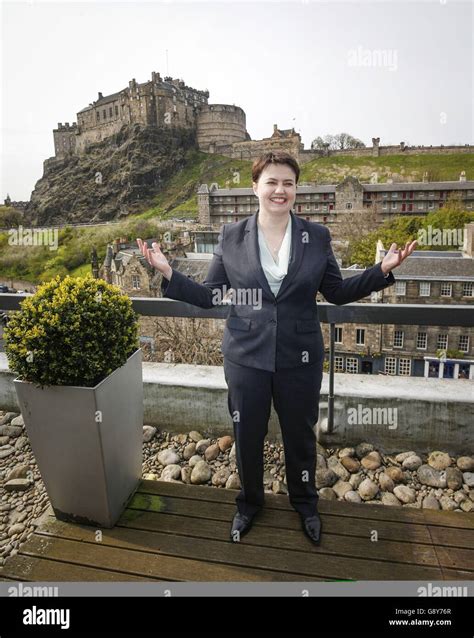 Scottish Conservative Leader Ruth Davidson Stands Edinburgh Castle In Background Hi Res Stock