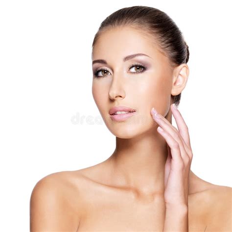 Face Of A Beautiful Young Woman With Perfect Skin Stock Photo Image