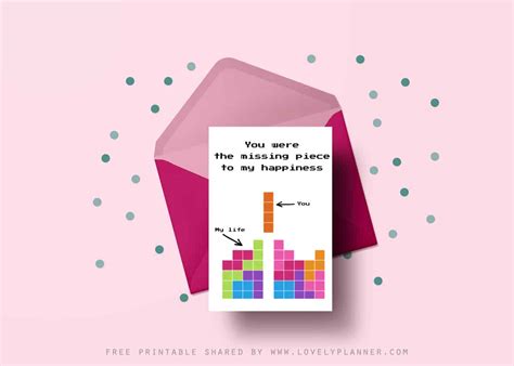 Free Printable Tetris Geeky Romantic Card Lovely Planner
