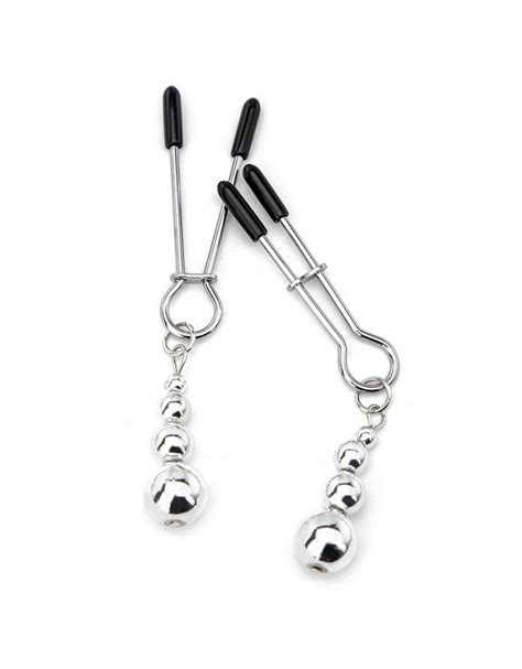 Silver Breast Clamps With Rubber Tips Cute Nippleclamps For Beginners