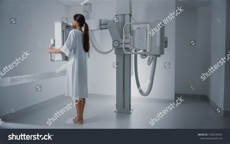 Hospital Radiology Room Beautiful Multiethnic Woman Stock Photo