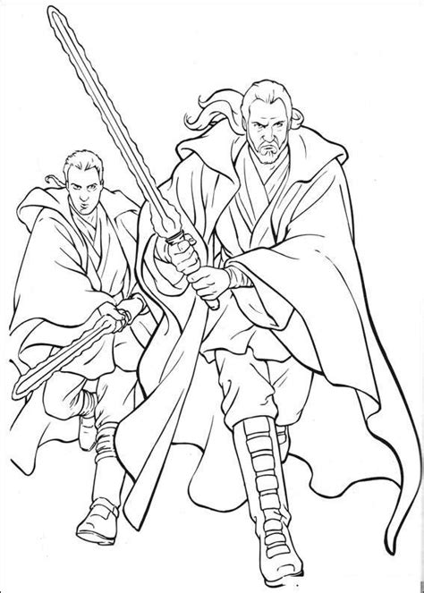 Star Wars Coloring Pages With Two Men Holding Swords And One Man In The