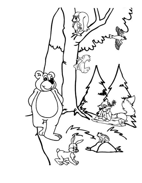Free printable woodland animals coloring. Forest Animals Picture Coloring Page For Kids : Coloring Sky