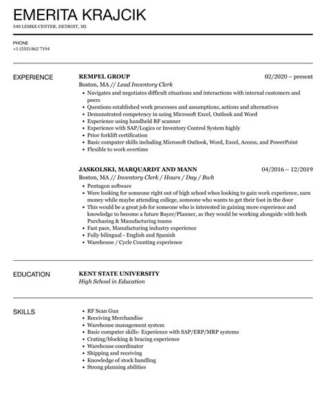 Inventory Clerk Resume Example For 2023 Resume Worded - vrogue.co