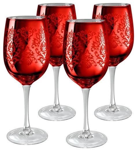 Artland Brocade Red Wine Glasses Traditional Everyday Glasses By Everything Kitchens