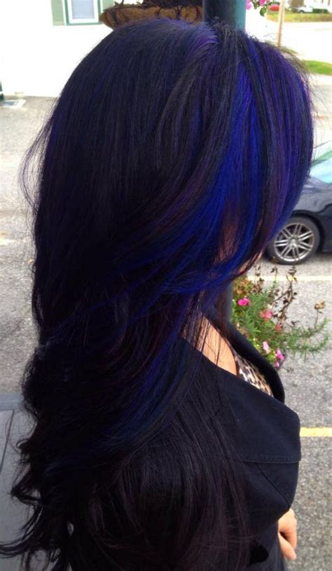 Those colors just peeking through jet black hair. Blue Black Hair Tips And Styles | Dark Blue hair Dye Styles