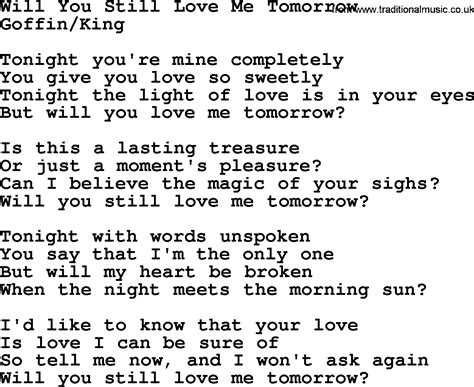 Will You Still Love Me Tomorrow By The Byrds Lyrics With Pdf