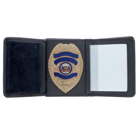 Asr Federal Black Leather Rfid Wallet Police Badge Holder With