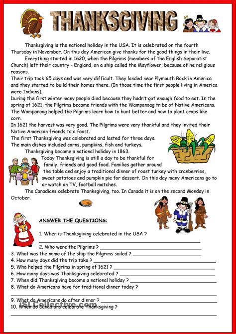 Thanksgiving And Key Worksheets Activities For School Pinterest