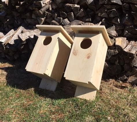 Wood Duck House Nesting Box Pair Of Assembled Durable Wooden Etsy