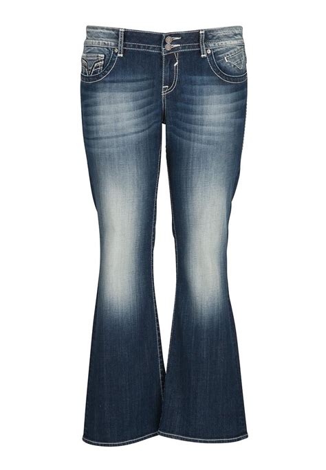 Vigoss ® Plus Size Thick Stitch Flap Pocket Jeans Denim Fashion Women Clothes Plus Size