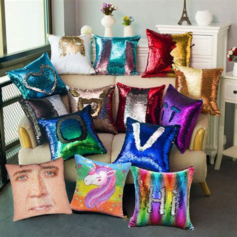 Nicolas Cage Sequin Pillow Unicun