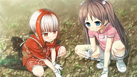 Online Crop Two Female Anime Planting Hd Wallpaper Hd Wallpaper