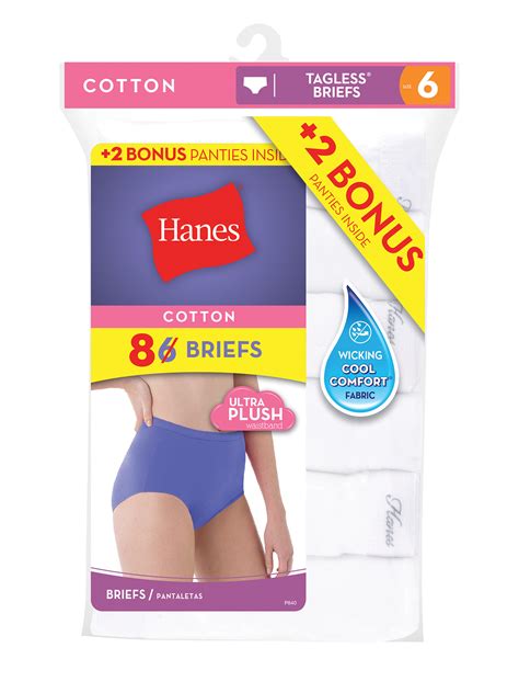 hanes women s supervalue cotton brief underwear 6 2 bonus pack