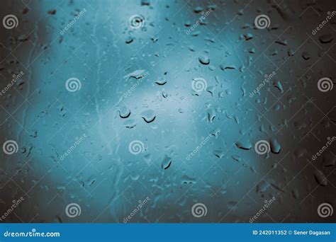 Moody Background Raindrops On The Window With Moody Effect Stock Photo