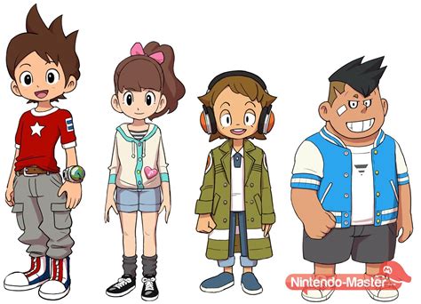 l r keita nate fumika katie kanchi eddie and kuma bear yo kai watch personajes de anime