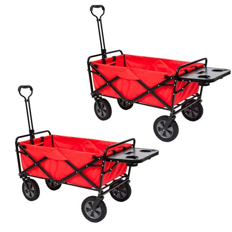 Mac Sports Collapsible Folding Outdoor Utility Wagon Cart W Table Red