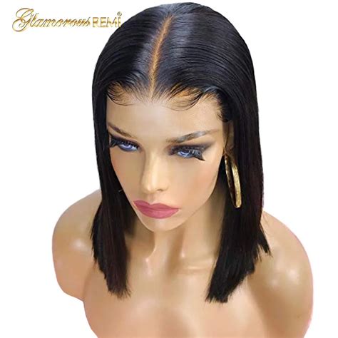 13x6 Deep Part Short Bob Straight Lace Front Human Hair Wigs Pre Plucked Remy Brazilian Hair